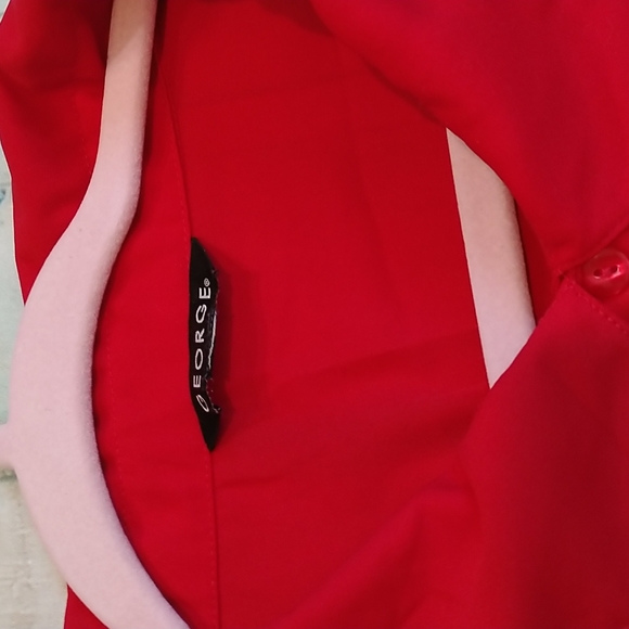 GEORGE Red Button Down w/ Rhinestones, Long Sleeve Collared Blouse: Women 2X/3X - Picture 3 of 8